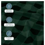 Bare Home Split King Flannel Sheet Set 5-piece, Forest Green & Black - $99 Retail - Brand New