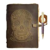 Sovereign-Gear Sugar Skull Leather Journal With Pen - Brand New