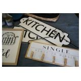 Box of Home decor wall hangings, st...