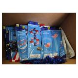 Box of USA party items...
