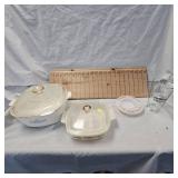 Lot of 2 Corningware Casserole Dishes, Michelob Light Glass and Schell