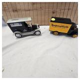 Lot of 2 Delivery Truck Coin Banks with advertising