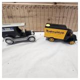 Lot of 2 Delivery Truck Coin Banks with advertising