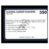 Bo Jackson Auburn Tigers College Card Leading Rushers Coca Cola College Card