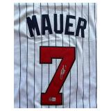 Joe Mauer Autographed Minnesota Twins Jersey, Beckett Certified Autograph, White Stitched Jersey, Great Quality Sports Collectible