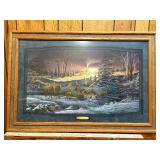 Terry Redlin “A Helping Hand” Signed Limited Edition Print 8238/9500 Framed Winter Scene