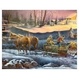 Terry Redlin “A Helping Hand” Signed Limited Edition Print 8238/9500 Framed Winter Scene