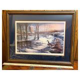 Terry Redlin “Whistle Stop” Signed Numbered Limited Edition Print 761/960 Framed Canadian Geese Winter Scene