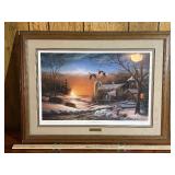 Terry Redlin “The Sharing Season II” Hand Signed Open Edition Print - Framed, Christmas 1986