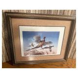 Terry Redlin "The Landing" Framed & Matted Ring-Necked Pheasant Wildlife Print, Signed, 1982