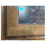 Framed Terry Redlin Wildlife Print – Deer at Sunset with Canoe, Tru Vue Museum Glass, 39" x 19"