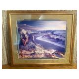 Large Framed Signed Landscape Photograph "Winter River Bend" - Professional Custom Framing
