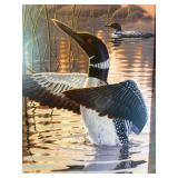 Frank Mittelstadt Greet The Day Signed Loon Print 443 of 450 Framed Suede Mat