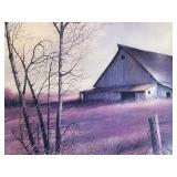 Vintage 1980s Rural Landscape Watercolor Print – Framed Barn Sce