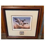 Terry Redlin Signed & Numbered Print with Matching 1983 North Dakota Habitat Stamp – Framed Display