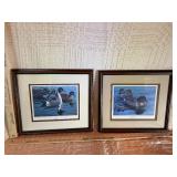 Pair of Vintage 1986 Randy McGovern Framed Duck Prints – Pintails & Green-Winged Teal