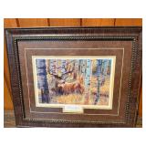 Cynthie Fisher “Afternoon Siesta” Framed Wildlife Print – Whitetail Buck in Aspen Grove – Custom Double-Matted Frame