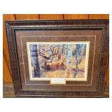 Cynthie Fisher “Afternoon Siesta” Framed Wildlife Print – Whitetail Buck in Aspen Grove – Custom Double-Matted Frame