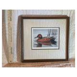 Framed & Signed 1985-86 Federal Duck Stamp Print "Cinnamon Teal" by Gerald Mobley - Limited Edition