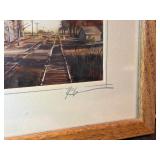 Vintage Art Print Lot of 3 - Calso Scenic Art Print, Signed Venice Gondola, Framed "Lowry Sentinels" Railroad Art
