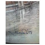 Vintage Art Print Lot of 3 - Calso Scenic Art Print, Signed Venice Gondola, Framed "Lowry Sentinels" Railroad Art