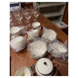 Picard China “Crescent” Hand Decorated Service for 12 – Made in USA – Stemware Included