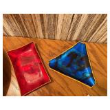 Vintage Mexican Hand-Painted Enamel Plate & Tray Set with Textured Floral Taper Candles - 14-Piece Lot