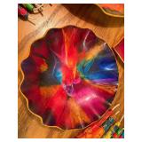 Vintage Mexican Hand-Painted Enamel Plate & Tray Set with Textured Floral Taper Candles - 14-Piece Lot