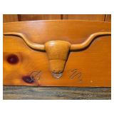 Vintage Rustic Wooden Longhorn Wall Decor Plaque & Floating Display Shelf