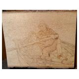 Vintage Wood Art Plaque Lot - Pyrography & Hudson River Wood Inlay - 3 Pcs.