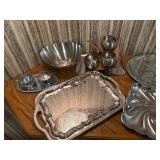 Vintage Mid-Century & Elegant Entertaining Serveware Lot - Stainless, Wood, Silverplate Trays - 11+ Pcs