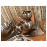 Vintage Mid-Century & Elegant Entertaining Serveware Lot - Stainless, Wood, Silverplate Trays - 11+ Pcs