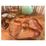 Vintage Mid Century Wood and Ceramic Serveware Salad Bowls Trays and Pottery Lot