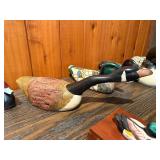 Vintage Waterfowl Decoy and Collectible Figurine Lot with Decorative Playing Card Box - 14 Pieces Total