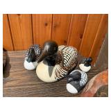 Vintage Waterfowl Decoy and Collectible Figurine Lot with Decorative Playing Card Box - 14 Pieces Total