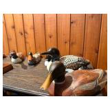 Vintage Waterfowl Decoy and Collectible Figurine Lot with Decorative Playing Card Box - 14 Pieces Total