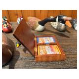 Vintage Waterfowl Decoy and Collectible Figurine Lot with Decorative Playing Card Box - 14 Pieces Total