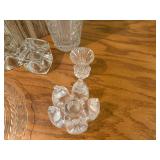 Vintage Clear Cut Glassware Serving Bowls Platters and Decorative Basket Lot 12 Pcs
