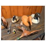 Collection of 11 Vintage Wood & Composite Waterfowl Decoys & Figurines - Mallard, Loon, Canada Goose & More