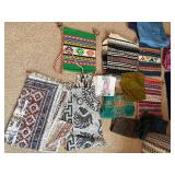Vintage Global Textile & Bag Lot - Hand-Woven Quilts, Serepes, & Accessories