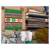 Vintage Global Textile & Bag Lot - Hand-Woven Quilts, Serepes, & Accessories