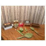 Vintage Music Box & Vanity Lot - Swiss Thorens, Hummel/Anri, Reuge, Celluloid Green Vanity Set, Working Movements, Ideal Collector Estate Find!