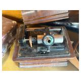Antique Edison Standard Cylinder Phonograph with Large Black Morning Glory Horn, 40+ Cylinder Records & Leather Travel Case Collection