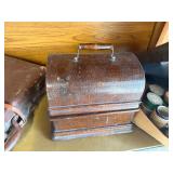 Antique Edison Standard Cylinder Phonograph with Large Black Morning Glory Horn, 40+ Cylinder Records & Leather Travel Case Collection