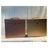 Lot of 2 Vintage Metal Storage Cases with Handles and Latches – Brown & Gold