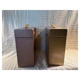 Lot of 2 Vintage Metal Storage Cases with Handles and Latches – Brown & Gold