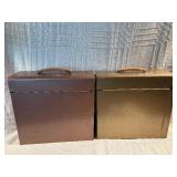 Lot of 2 Vintage Metal Storage Cases with Handles and Latches – Brown & Gold