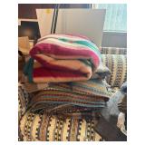 Vintage & Southwestern Style Blanket Lot - Wool, Woven Throws, & Southwestern Patterns
