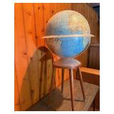 Vintage World Globe on Wooden Stool Stand