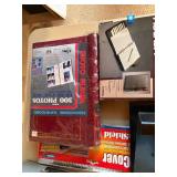 Vintage Office & Home Organization Lot — Metal Boxes, Photo Albums, Agenda, Post-it Dispenser & More